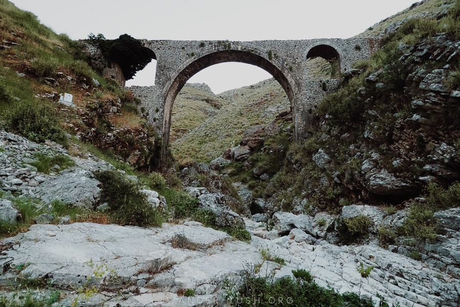 A rounded stone aqueduct in Gjirokaster.
