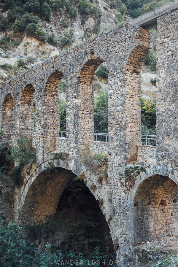 An ancient Ottoman aqueduct near Tepelena in Albania.