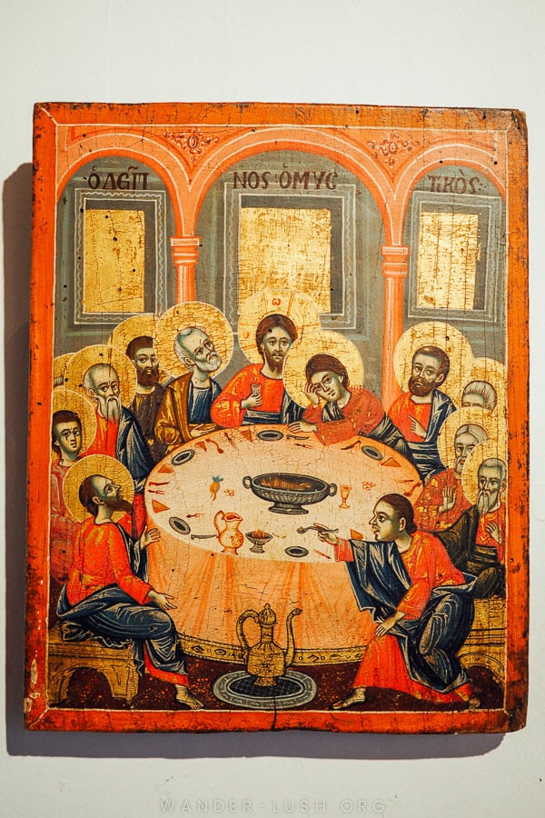 A painted icon in the Onufri Museum in Berat.