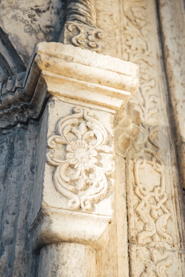 Details on the stone Gate of the Pasha in Berat, Albania.