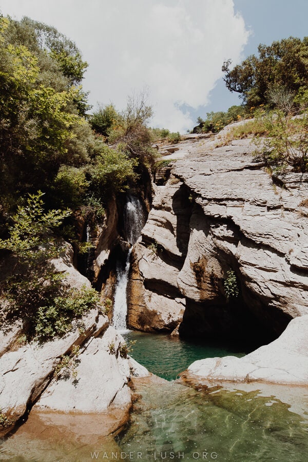 A small waterfall.