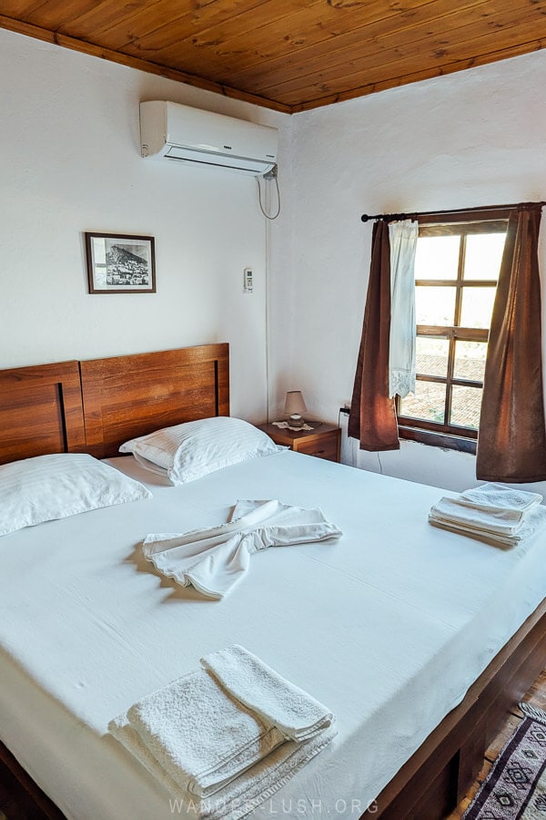 Guest room at Josiph bed and breakfast inside Berat Castle in Albania.