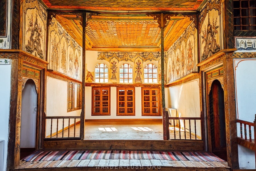 Tsiatsiapas Mansion, an Ottoman house with wooden floors and hand-painted walls in Kastoria, Greece.