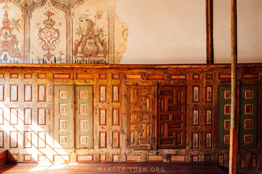 Wooden details in a sitting room inside Tsiatsiapas Mansion.