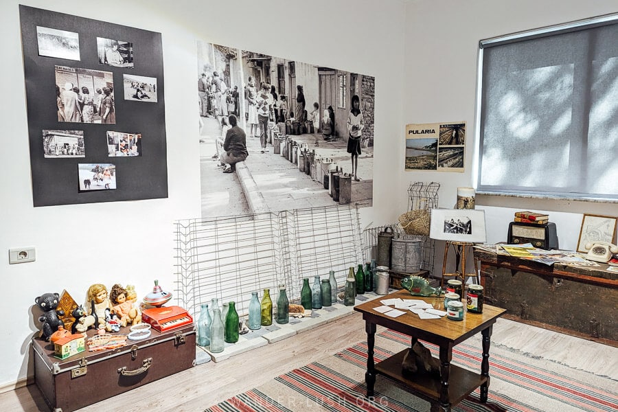 Exhibition of toys, household objects and old posters at the Albanian Women's Museum in Tirana.