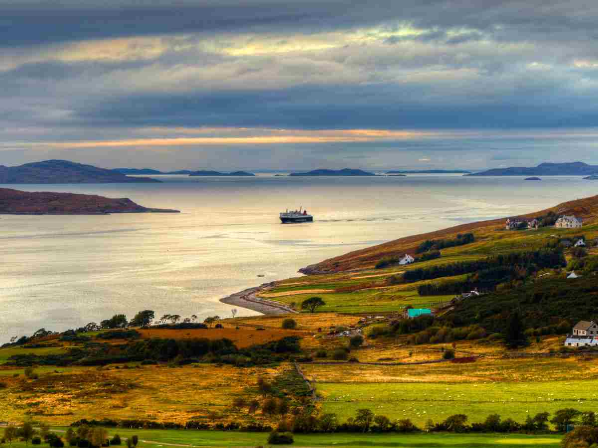 a scenic view of Loch Broom at sunset from Ullapool hill Scotland