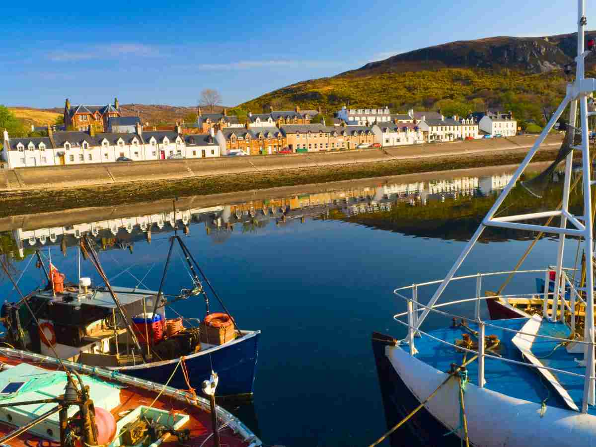 Ullapool waterfront photographed from the harbourScotland. Ullapool is worth visiting