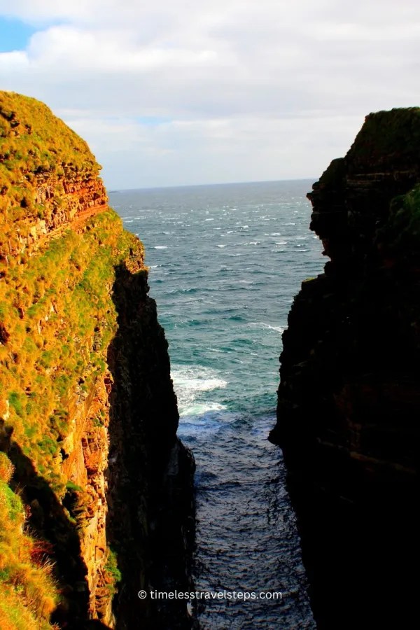 view of Geo of Sclaites, an impressive cleft carved by the sea