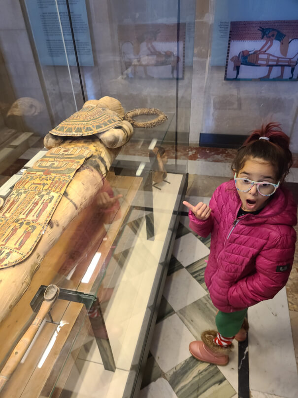 Seeing a real mummy at the Louvre during a gap year worldschooling experience