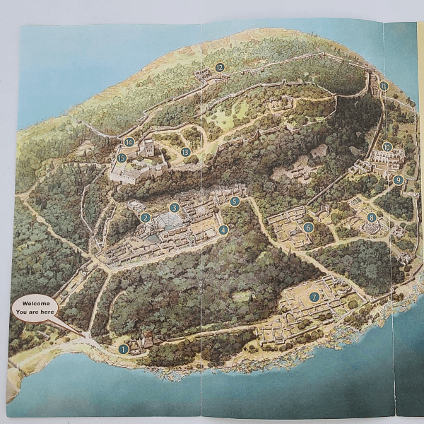 Map of sights at Butrint National Archaeological Park