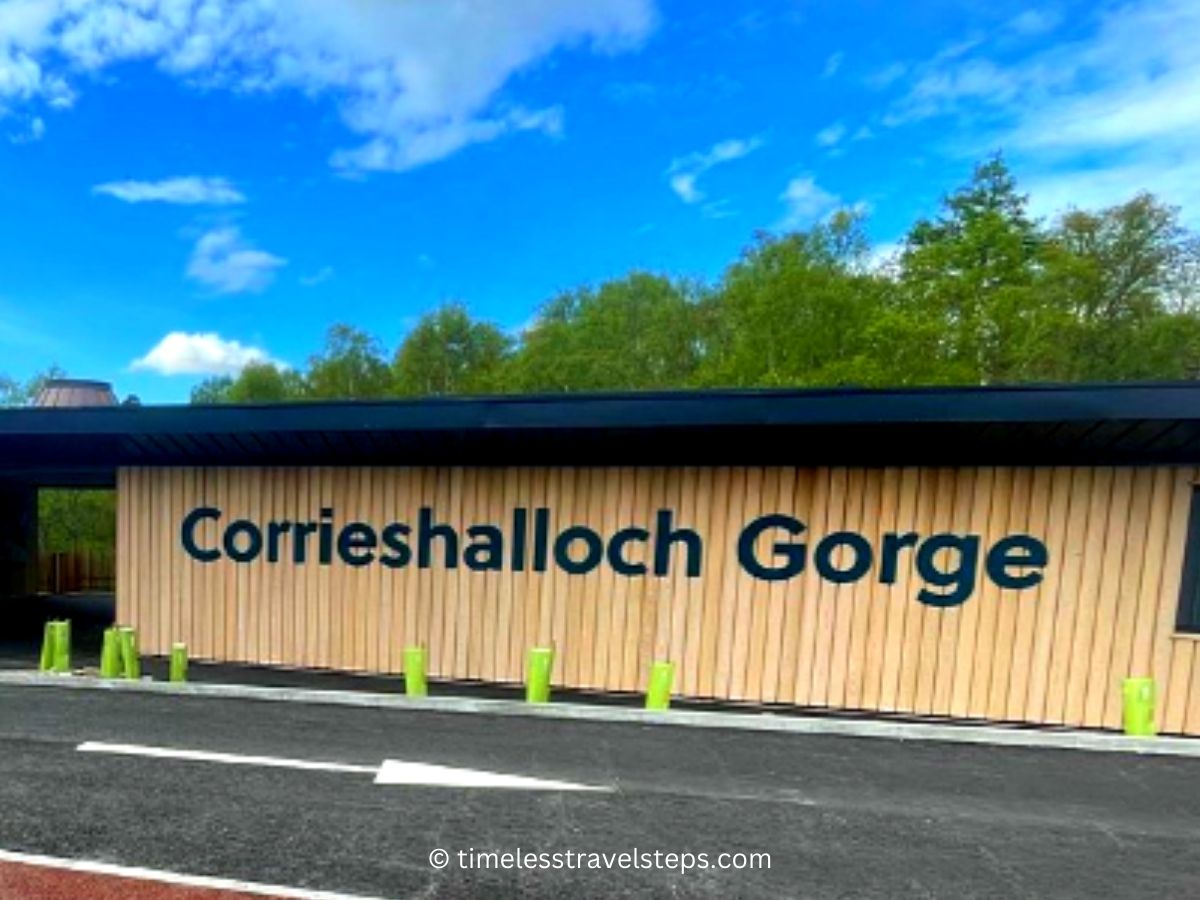 frontal view of the Visitor Centre at Corrieshalloch Gorge