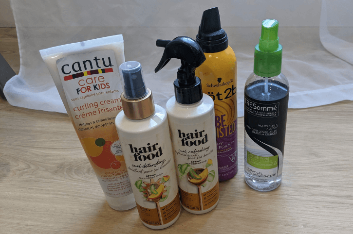 A few bottles of used hair products.