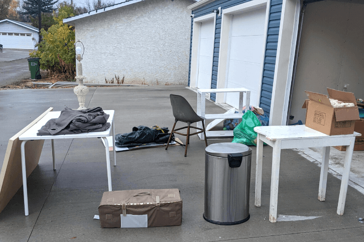 Cleaning out the garage to purge items for travel