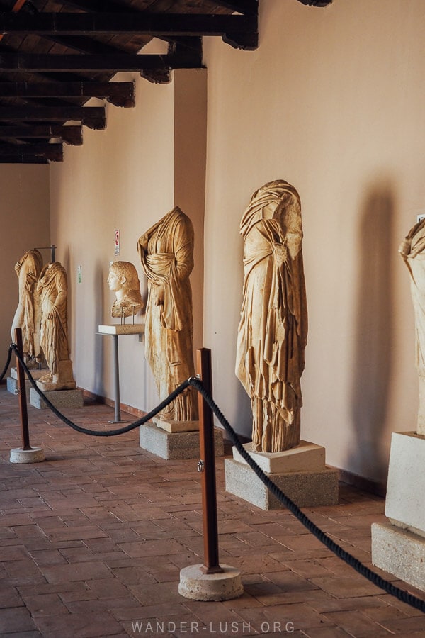 Headless sculptures displayed in the archaeological museum in Apollonia.
