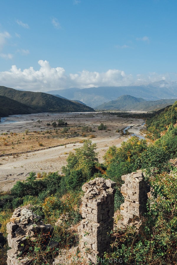 The Sarandaporo Thermal Springs in Albania, next to a dried up river bed.