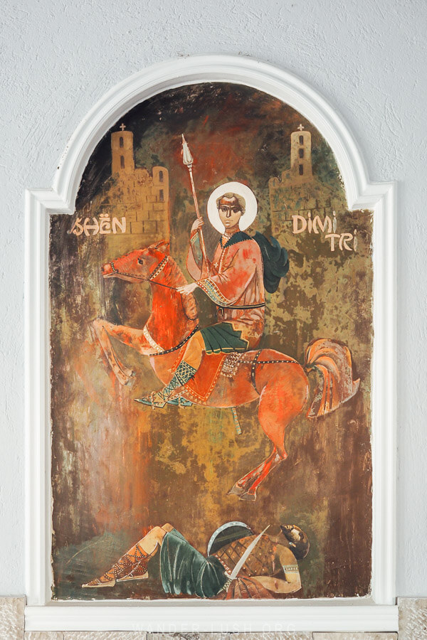 An icon painting at the Church of Saint Mary in Pogradec.