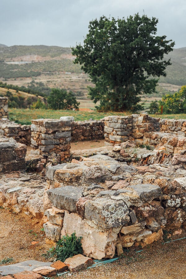 The stone ruins of the basilica in Lin, Albania.