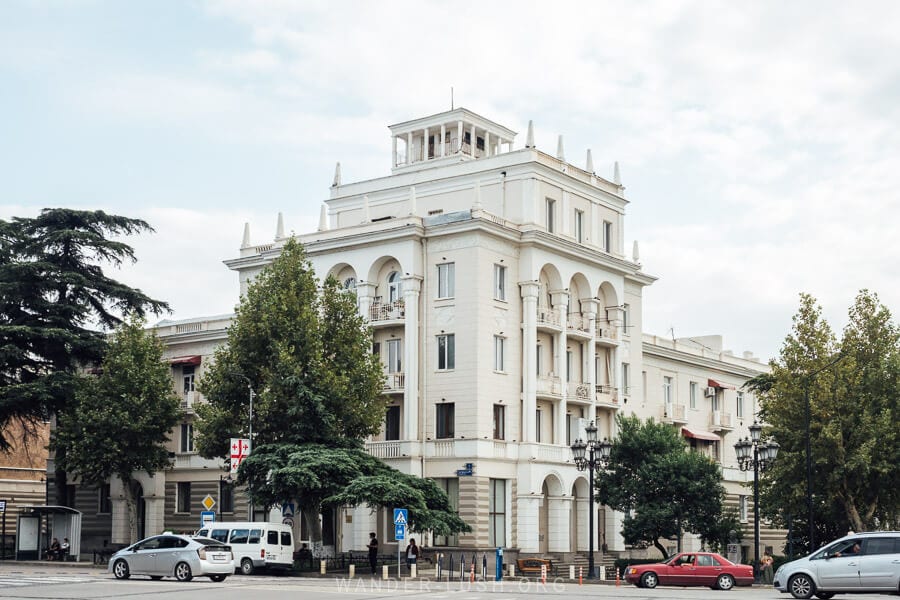 An Empire style building from the Soviet era in Rustavi, Georgia.