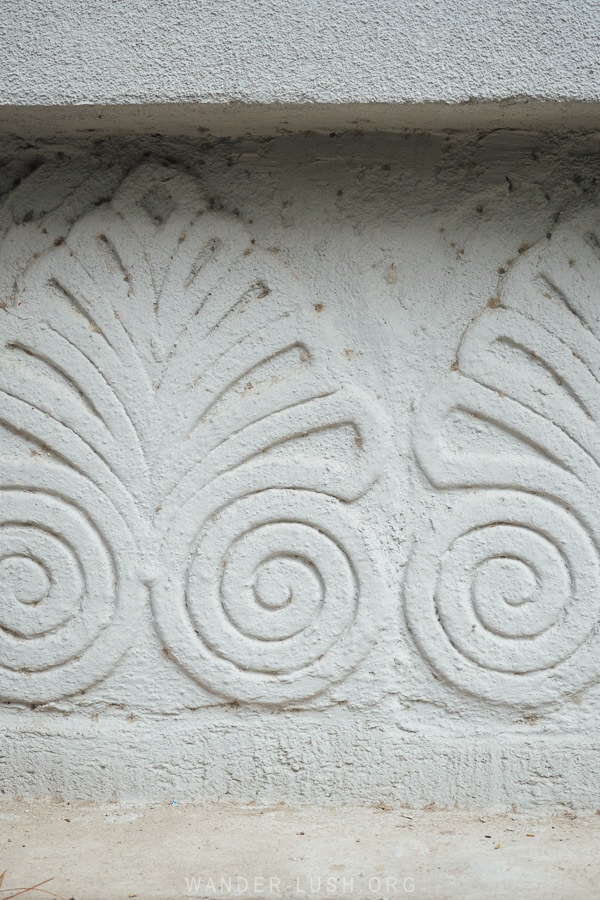 Details of Empire architecture in Rustavi, a plasterwork flourish.