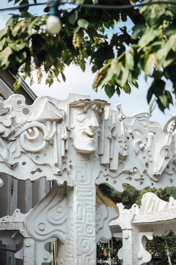 A sculpture inspired by the arts in front of the Musical School in Rustavi, Georgia.