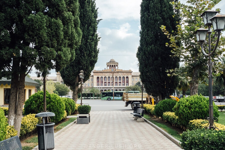 The Rustavi Metallurgy Plant visible through Heydar Aliyev Park.