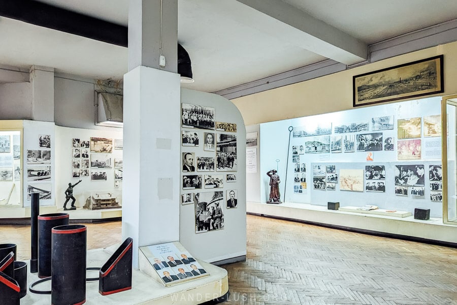 Exhibition of black and white photos at the Rustavi History Museum.