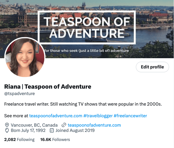 Teaspoon of Adventure profile on Twitter (X)