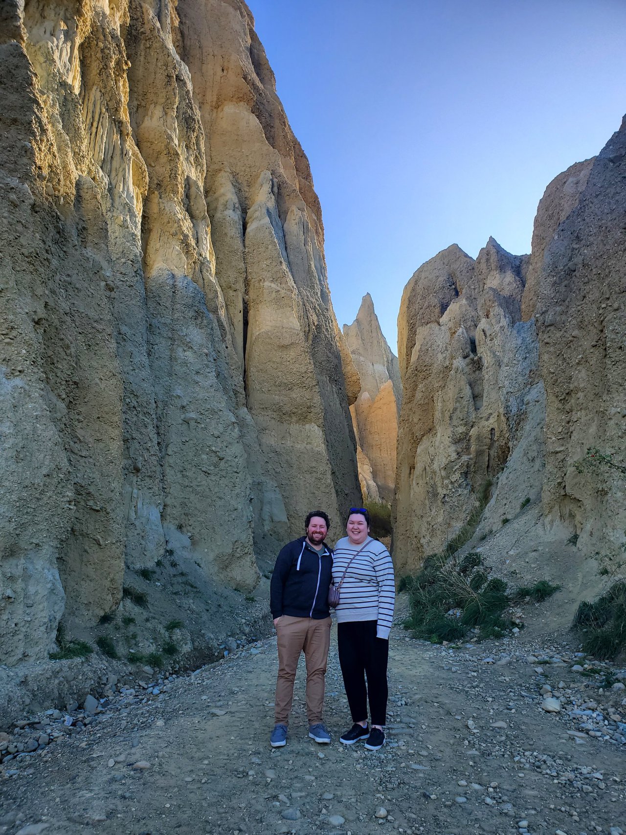 Colin and Riana at the Clay Cliffs of Omarama near Wanaka