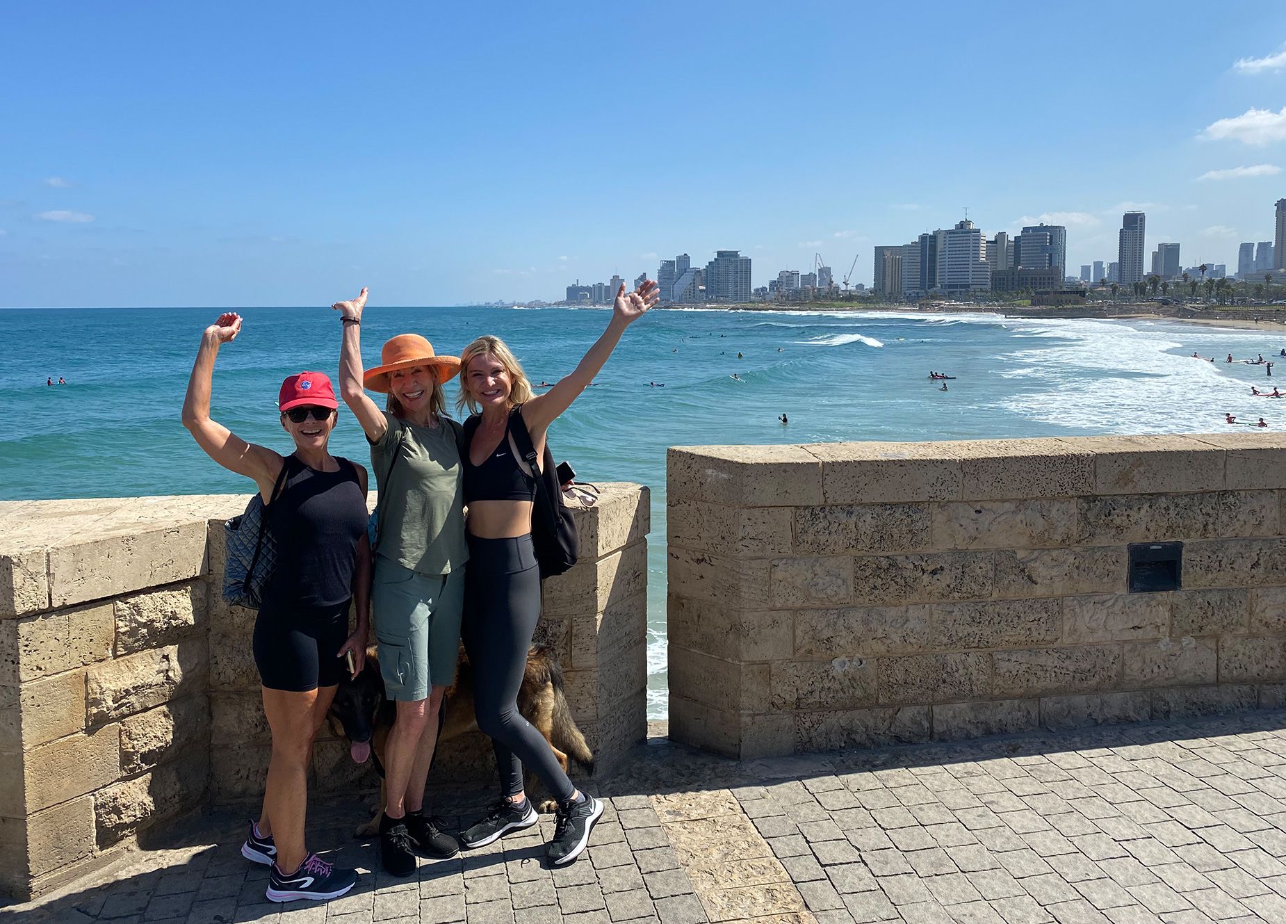 Lauren Gumport (right) , with her mother, Bonni Gumport (center) and her aunt Dawn Govberg, achieved her goal of moving to sun-soaked Tel Aviv.