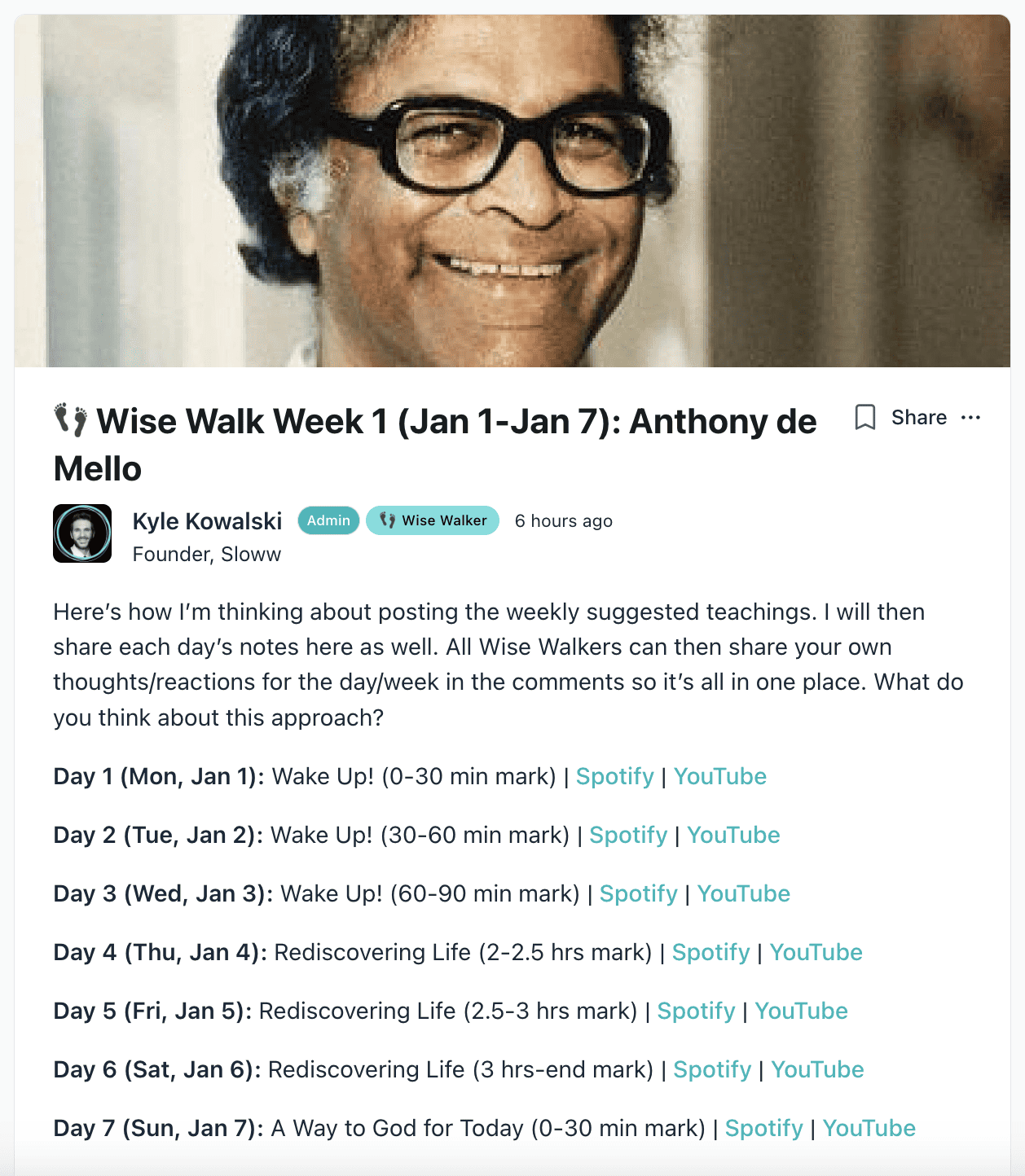 Wise Walk Sample Week