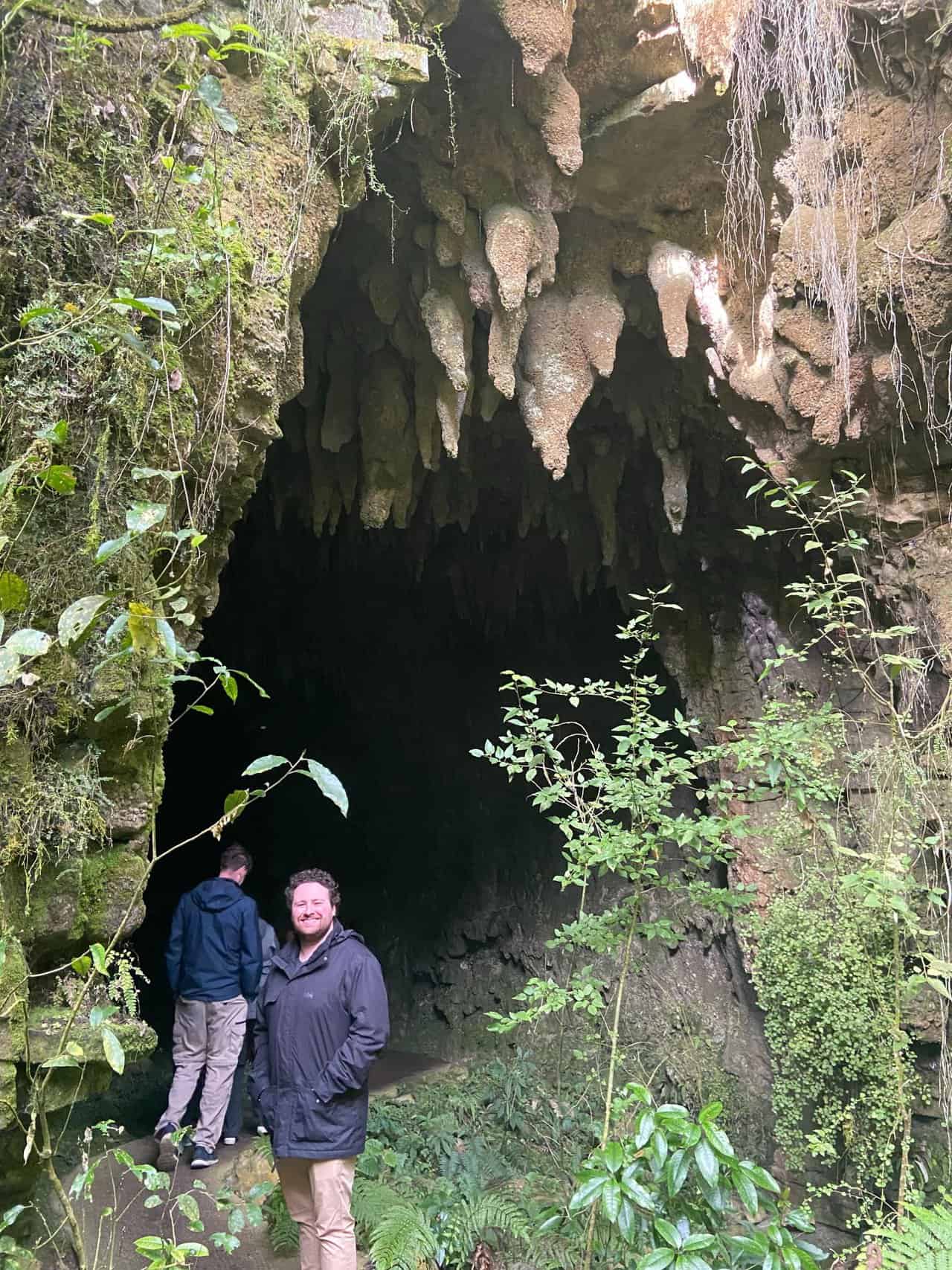 Colin exploring caves in Waitomo, New Zealand North Island itinerary