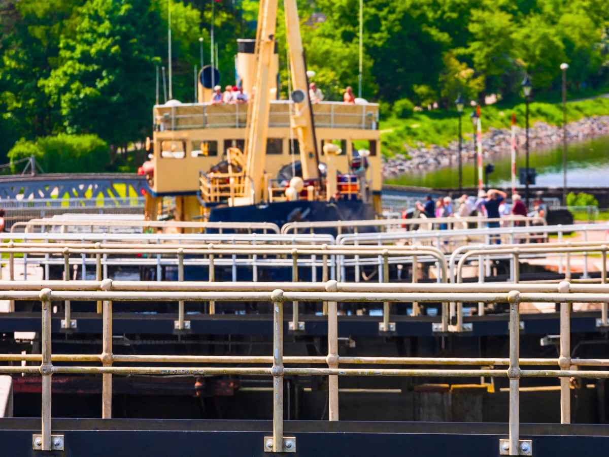 ship at Neptune Staircase lock at Caledonian Canal