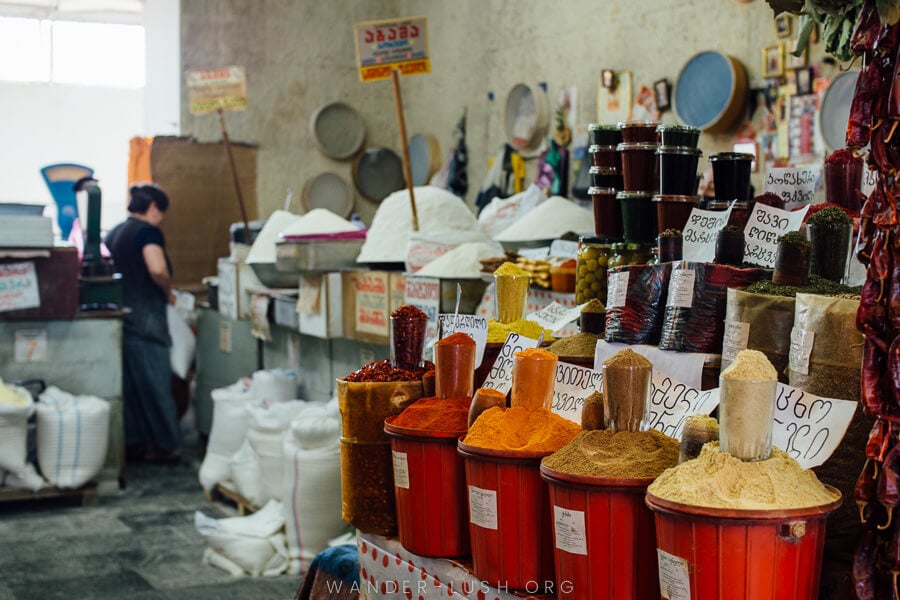 Spices for sale at a market in Tbilisi.