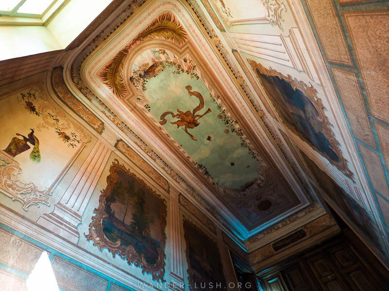 A painted ceiling inside a heritage building in Tbilisi, Georgia.