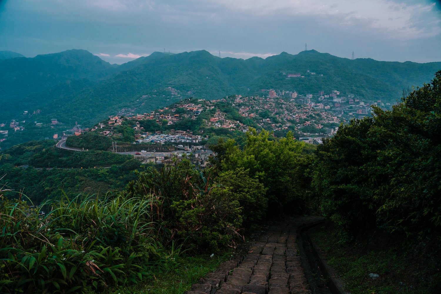 View of Jiufen mountain town, Taiwan from the Mount Keelung trail.