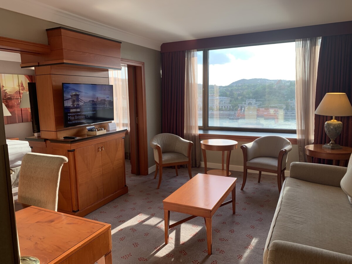 A suite with a view of the Danube River at the InterContinental Budapest in Hungary