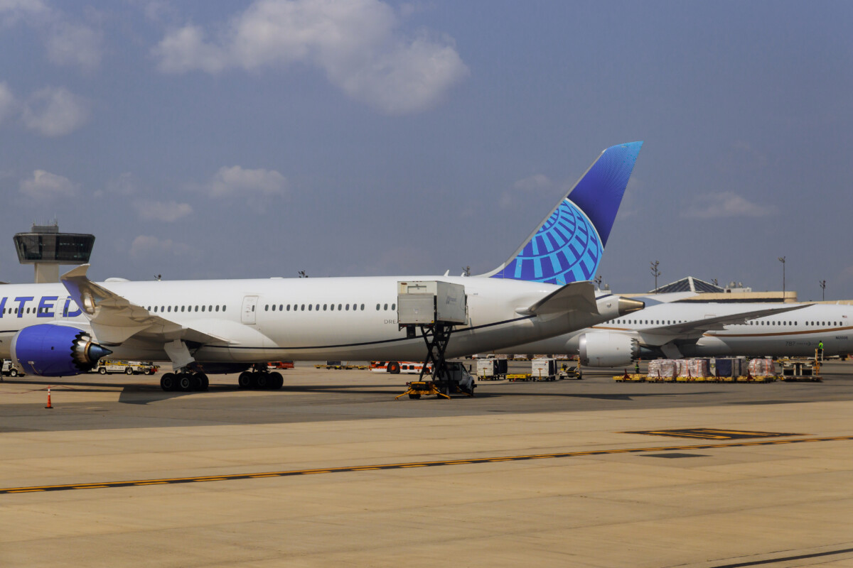 Airplane being preparing ready for takeoff in international airport at travel around in the world front view of landed airplane