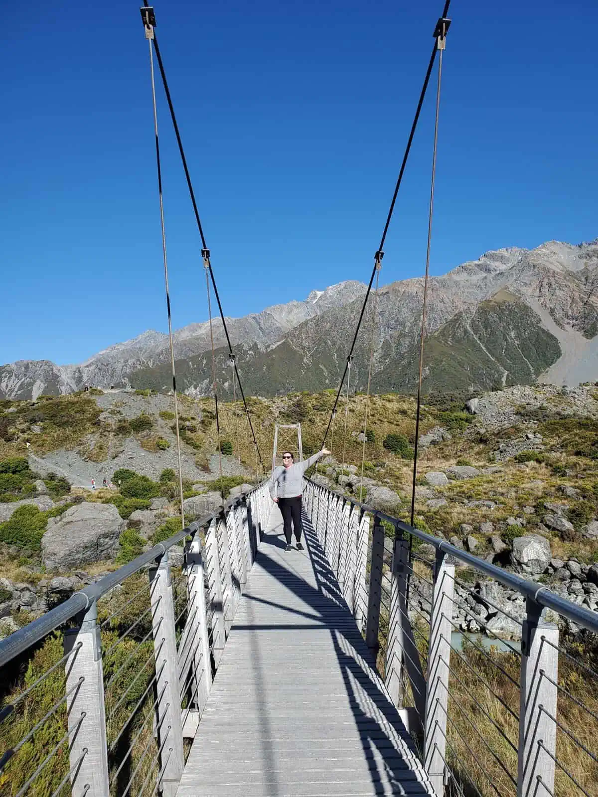 Riana walking the Hooker Valley Track at Aoraki Mt Cook