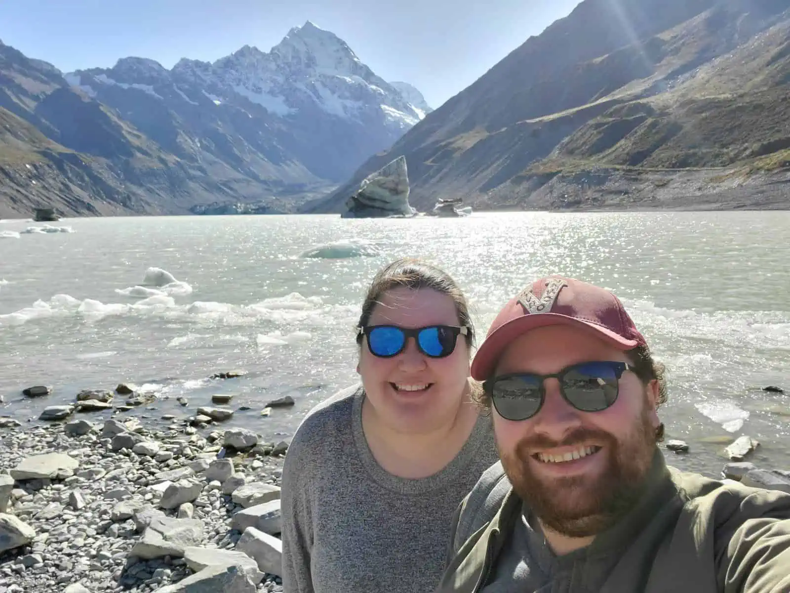 Riana and Colin selfie at glacier at Aoraki Mount Cook National Park