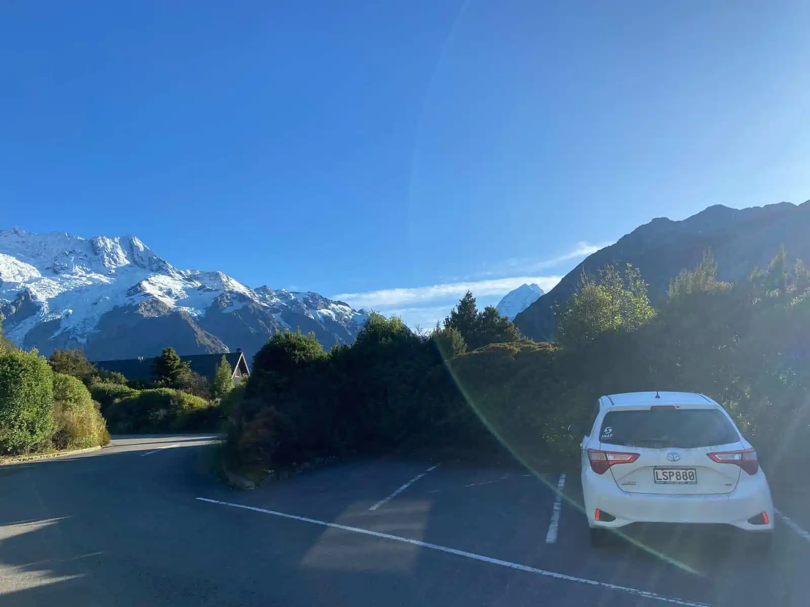 car parked at accommodation in Mt Cook Village