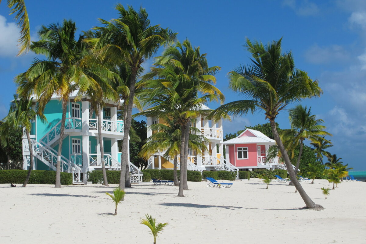 Colourful beach houses in Little Cayman, Cayman Islands