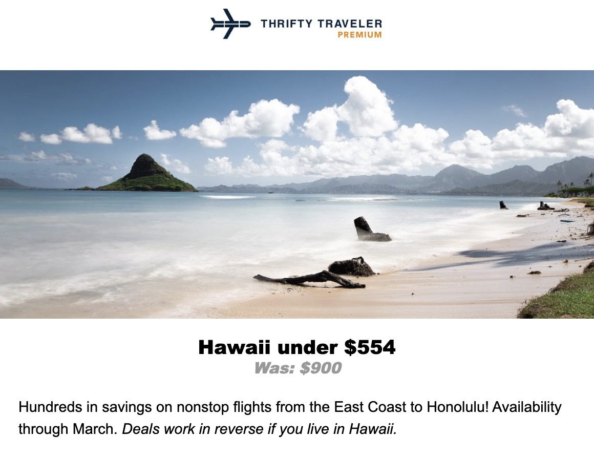 Hawaii nonstop from the east coast flight deal