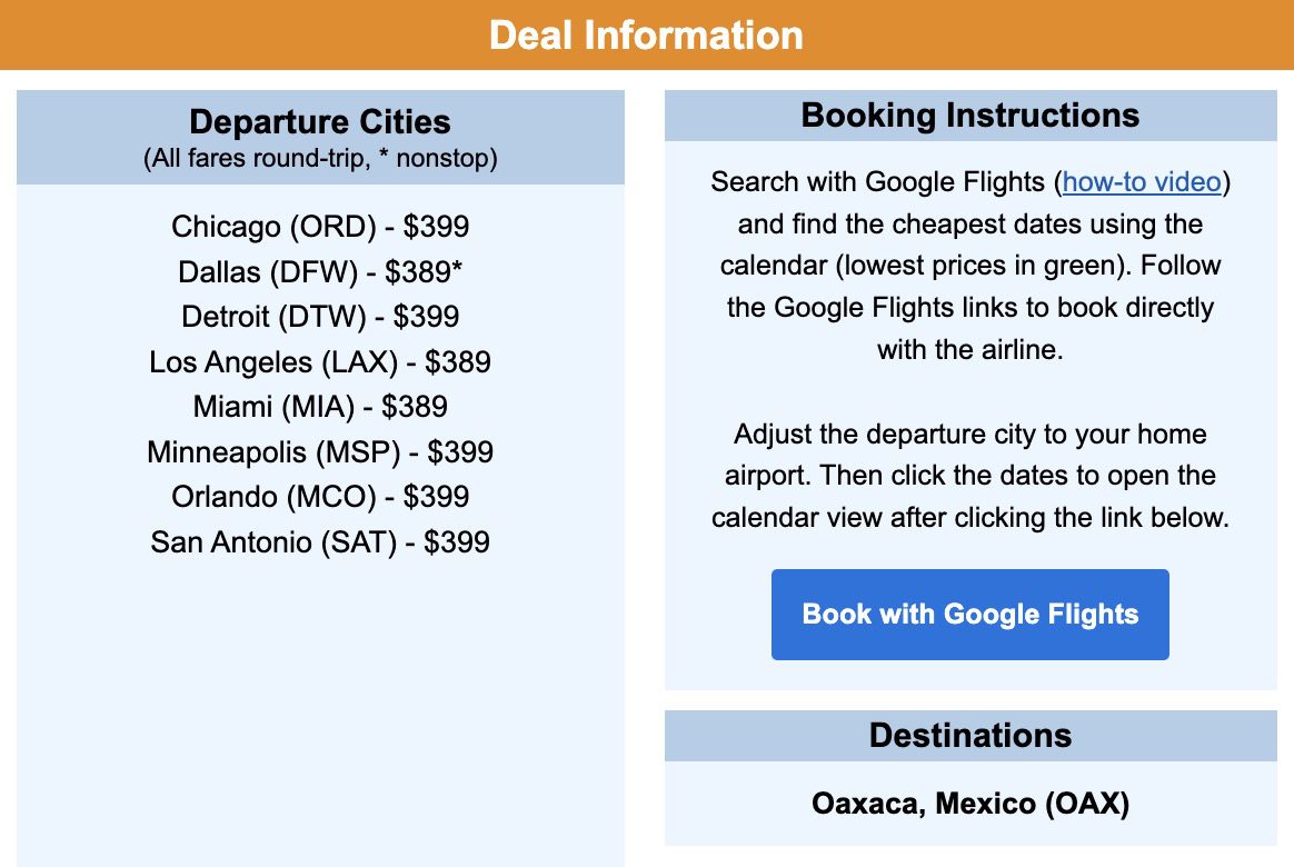 Oaxaca flight deal