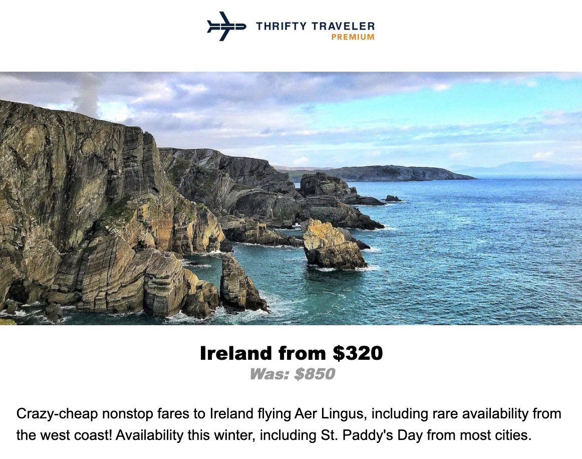 Ireland nonstop flight deal