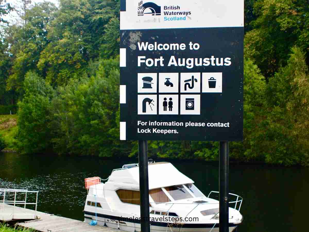 welcome signage to Fort Augustus Caledonian Waterways