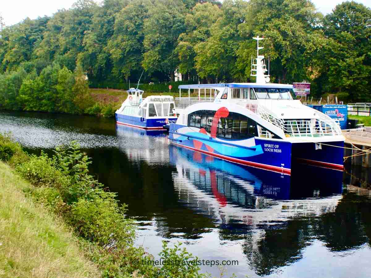 sightseeing boats Loch Ness along the canal Fort Augustus by Loch Ness © timelesstravelsteps.com