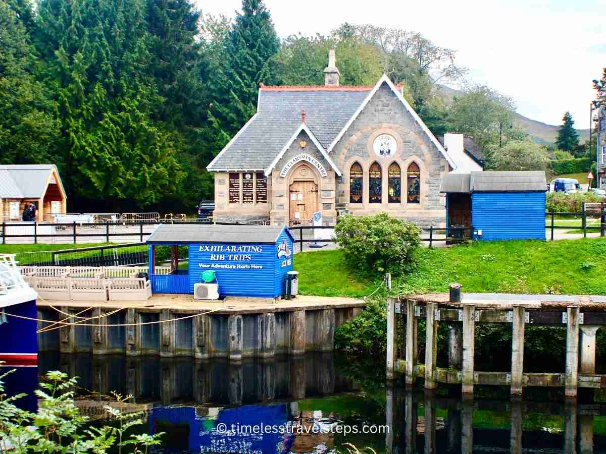 the Calnsman Centre viewed from across the Caledonian Canal Fort Augustus The Highland