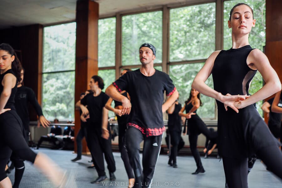 Dancers perform at a A Sukhishvili rehearsal in Tbilisi.