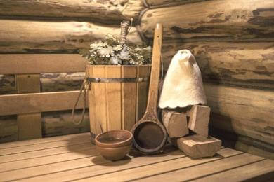 Banya sauna at Tsar Bani Spa Resort in Gudauri, Georgia.