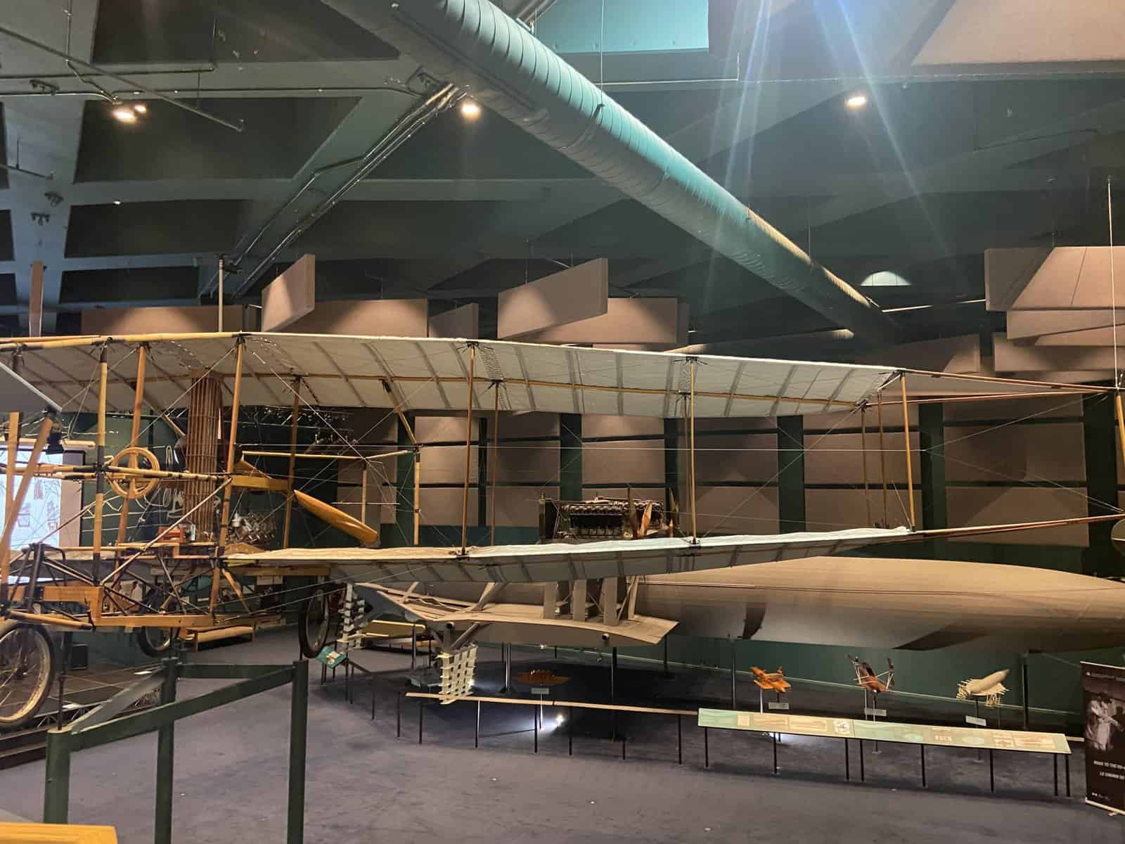 Planes on display inside the Alexander Graham Bell Museum in Baddeck, Nova Scotia